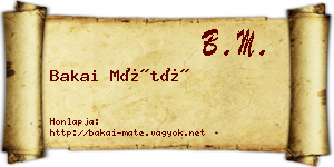 Bakai Máté névjegykártya
